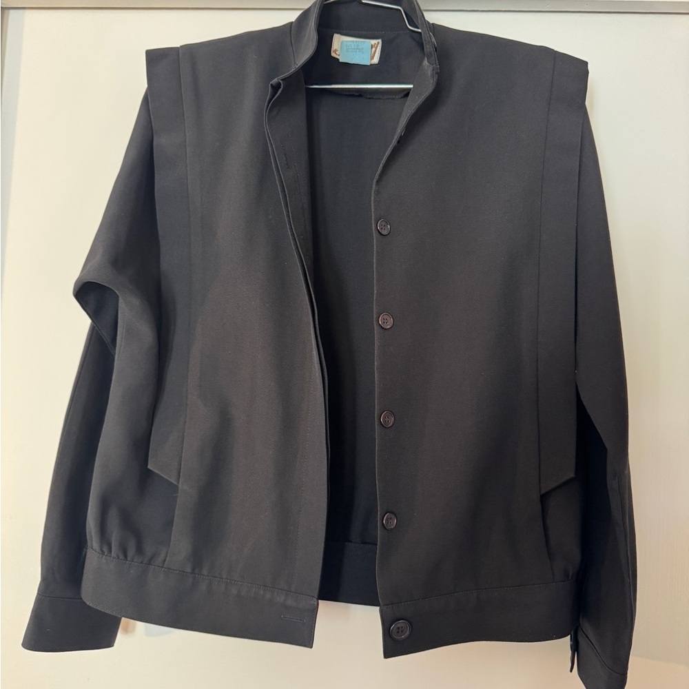 Vintage Black Structured High Neck Jacket | 80s 90s Minimal Unisex